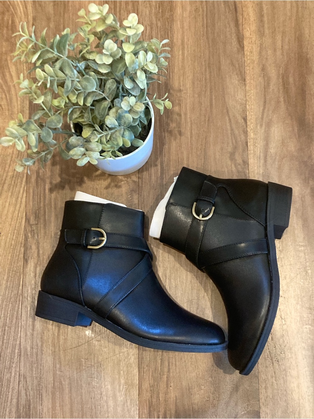 Rockport Black Women's Ankle Booties with Buckle Leather and Man-made Upper